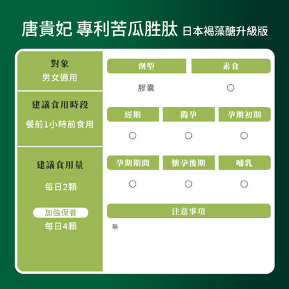 御熹堂 唐貴妃 專利苦瓜胜肽日本褐藻醣升級版膠囊 60粒