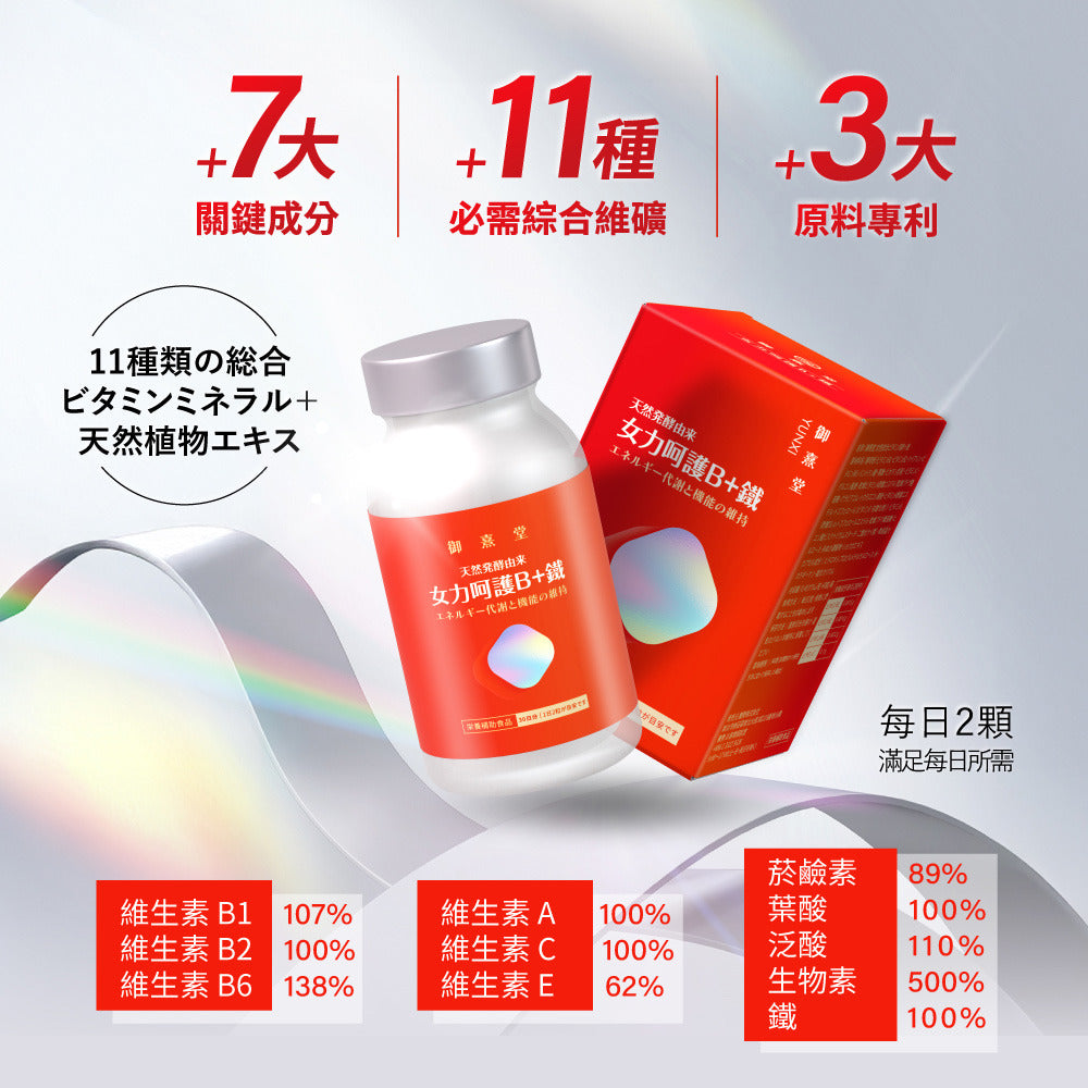 御熹堂 女力呵護 維B+鐵質暖薑活血溫活膠囊 60粒