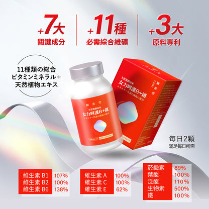 御熹堂 女力呵護 維B+鐵質暖薑活血溫活膠囊 60粒