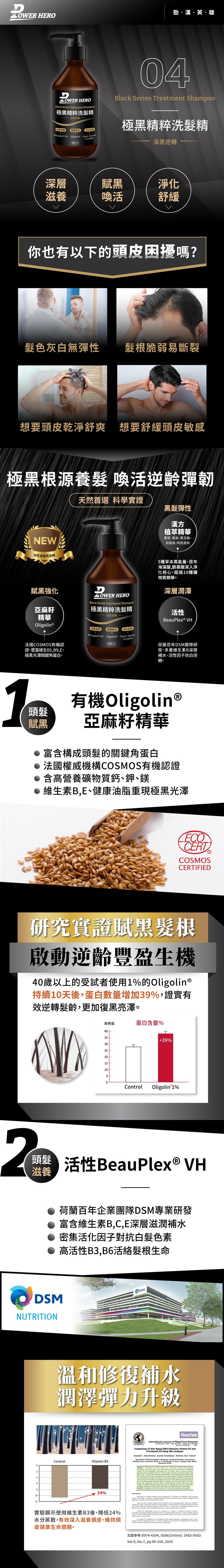 PowerHero 極黑精粹專利養髮洗頭水 500ml <專利變黑 滲透潤澤>