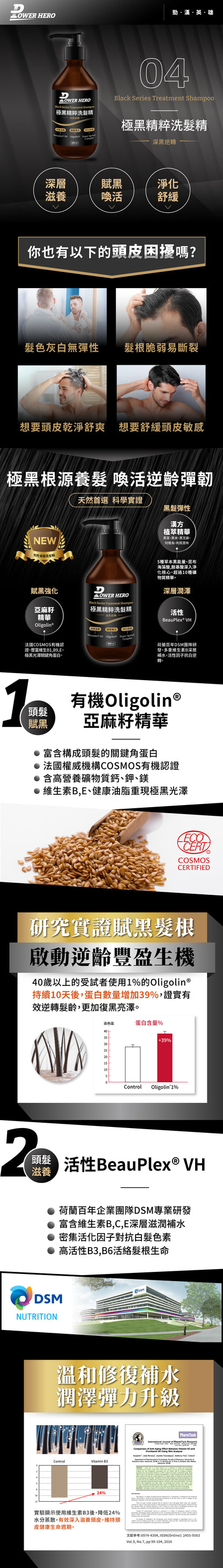 PowerHero 極黑精粹專利養髮洗頭水 500ml <專利變黑 滲透潤澤>