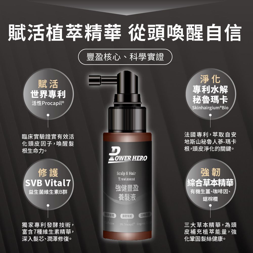 PowerHero 強健豐盈專利養髮液 60ml <強健髮根 防脫生髮>