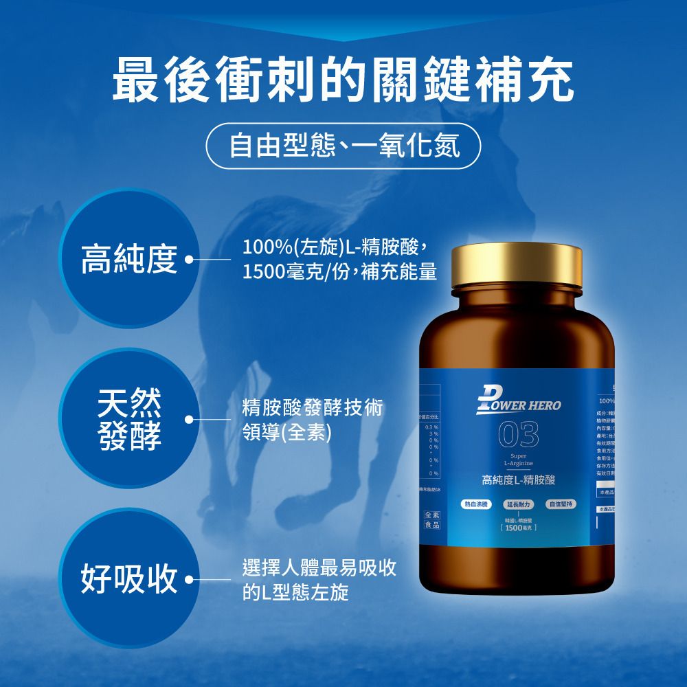 PowerHero 高純度L-精胺酸植物膠囊 90粒 <提升運動表現 促進代謝>