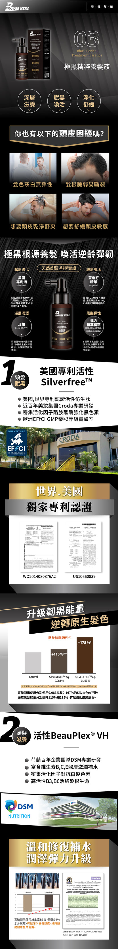 PowerHero 極黑精粹 黑髮精華養髮液 60毫升 <專利變黑 滲透潤澤>