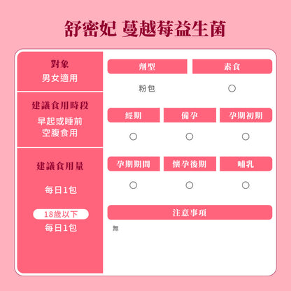 御熹堂 舒密妃 專利洛神花蔓越莓女性私密益生菌粉包 30包