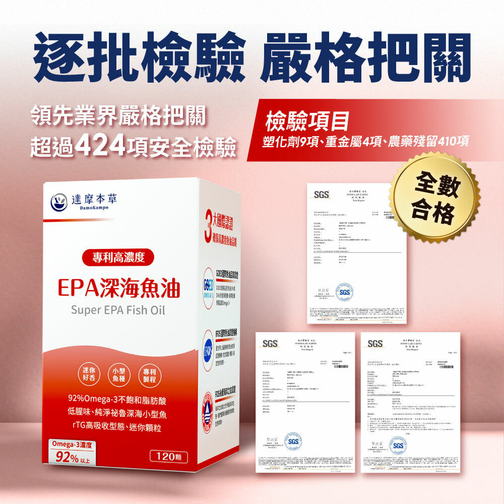 達摩本草 92% EPA 高濃度魚油 120粒
