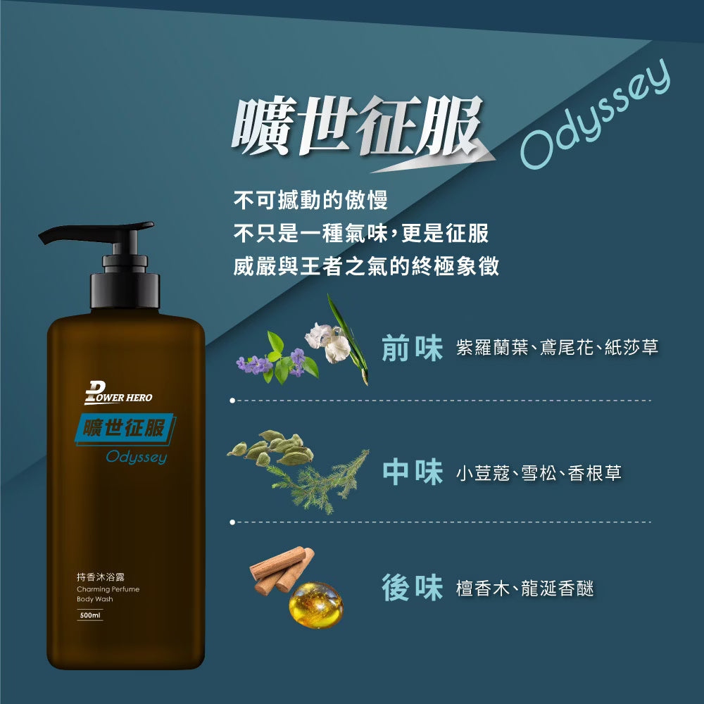 Power Hero 持香沐浴露- 曠世征服  500ml <天然植萃精華 頂級香氛沐浴>