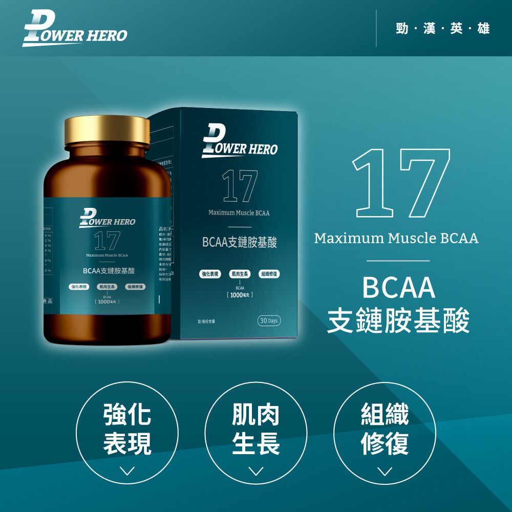 PowerHero 96% BCAA 支鏈胺基酸膠囊 60粒 <肌肉補給 減緩疲勞>